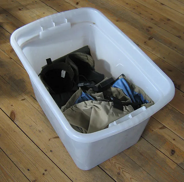 The box - This type of box is extremely practical for you wading gear. It's widely available in hardware stores and similar places.